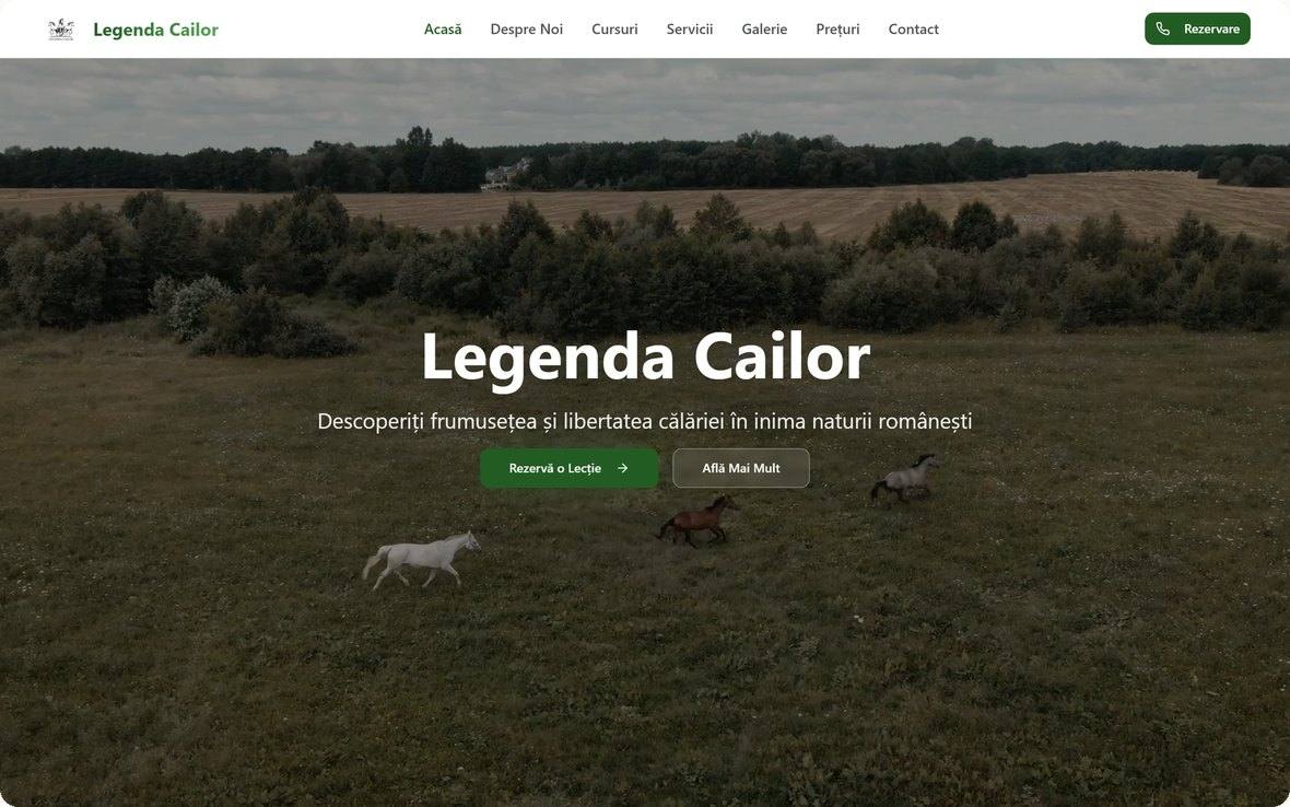 legendacailor.ro: boarding, riding lessons and programmes, linked to the content line.