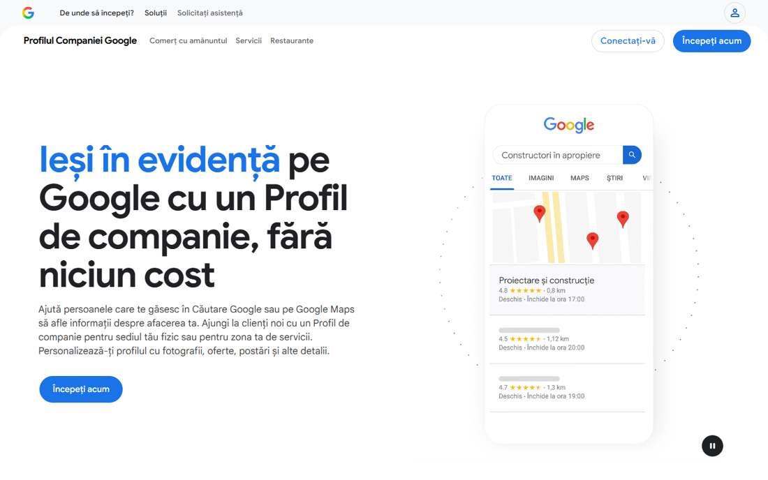 A Google Business profile shown on a phone screen, with a shop front in the background.