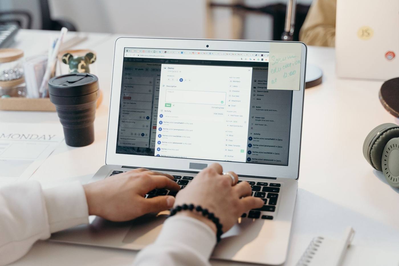A contact form open on a laptop screen, in a clean workspace.