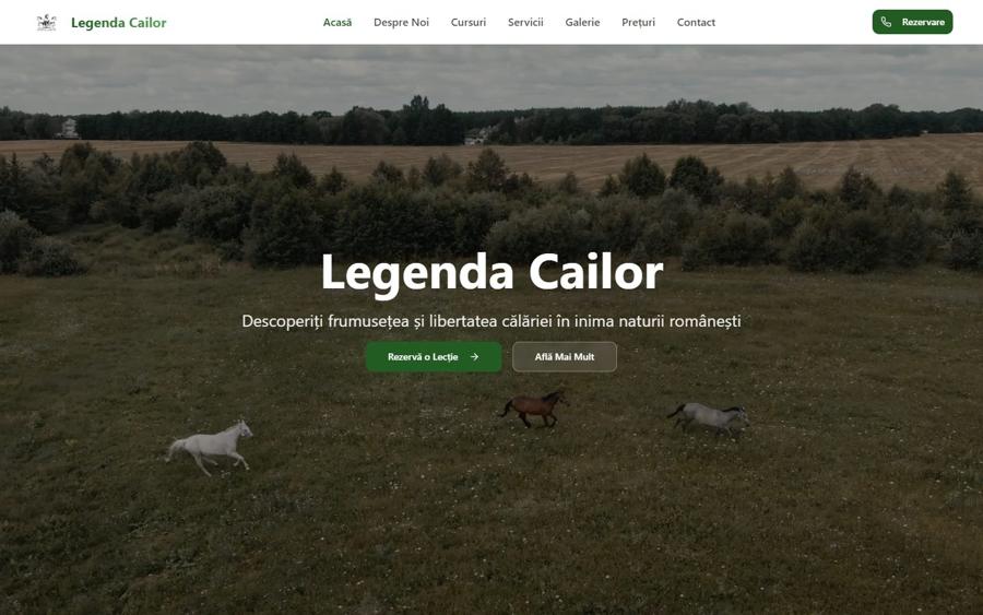 Site-ul Legenda Cailor, pagina principală