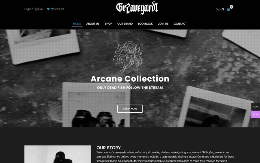 Graveyard: magazin online pentru un brand de streetwear