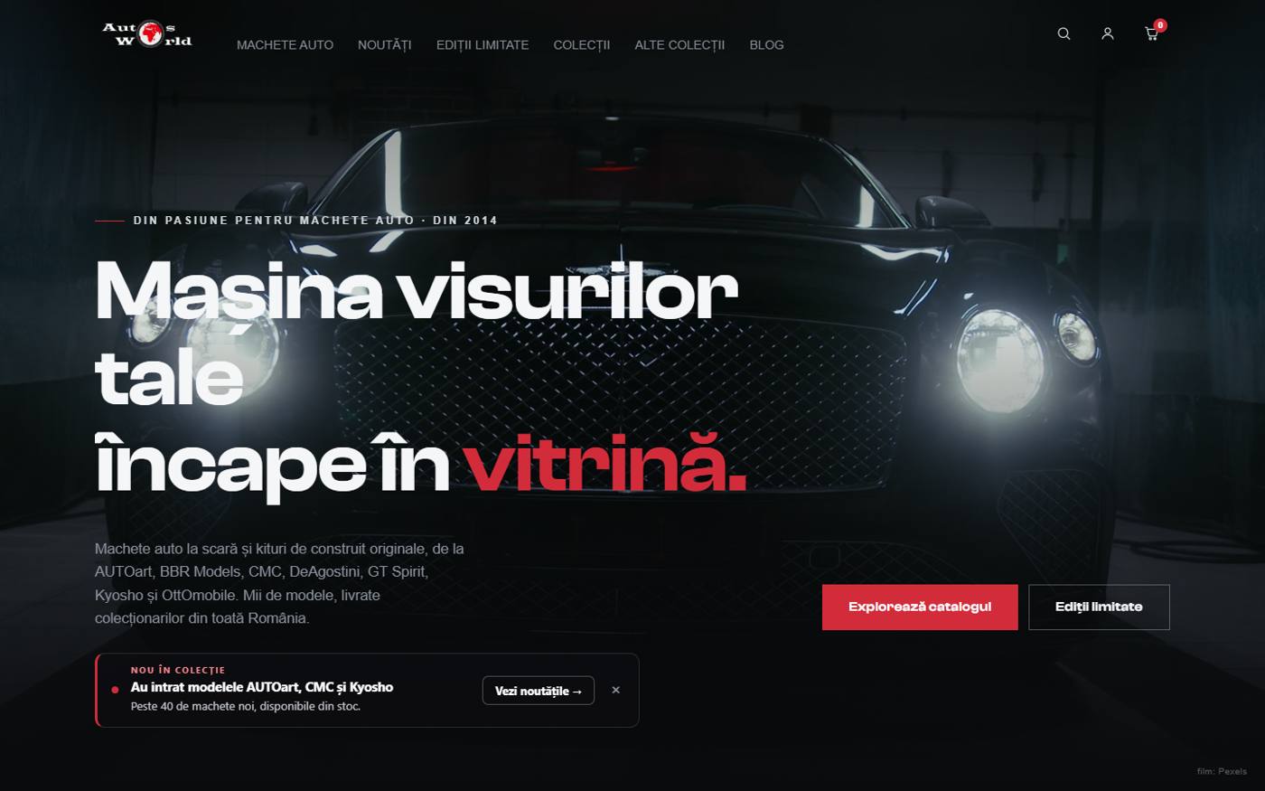 The new Auto'sWorld store on staging: a homepage with video, catalogue and product pages with custom design